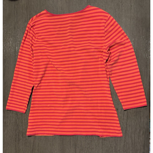 Michael Kors striped 3/4 sleeve half zip top Size L - Picture 2 of 7